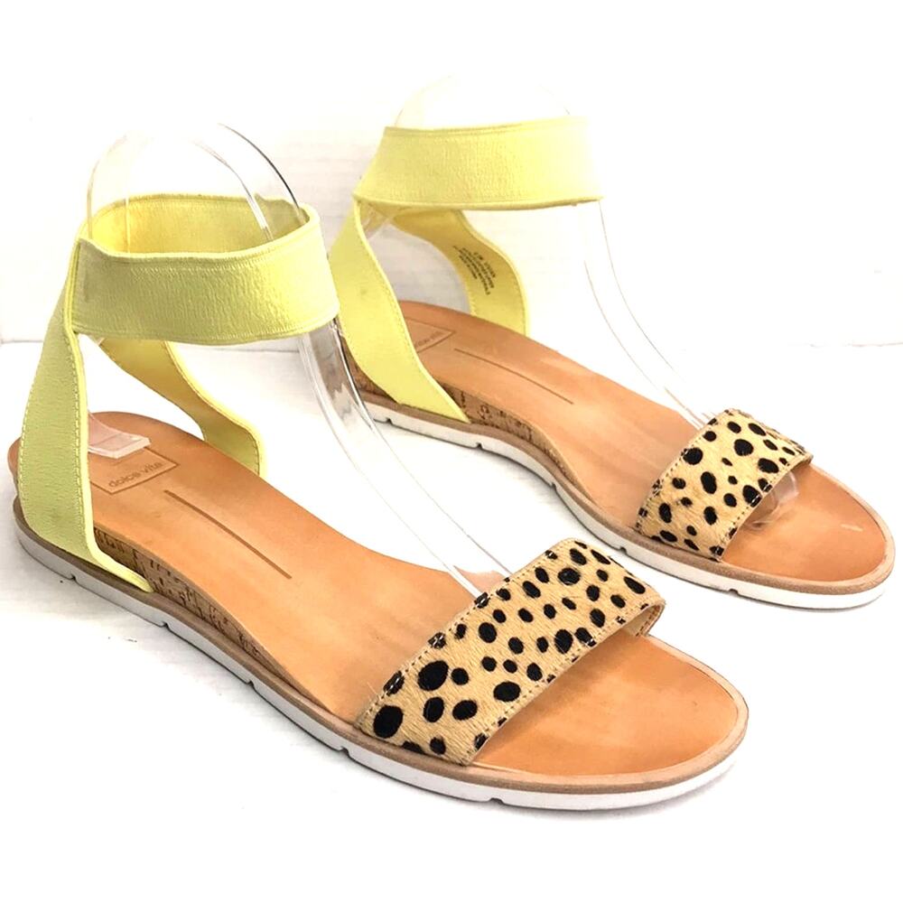 DOLCE VITA X ANTROPOLOGIE VIVIAN LEATHER AND TEXTILE SANDALS WOMENS SIZE 9.5M